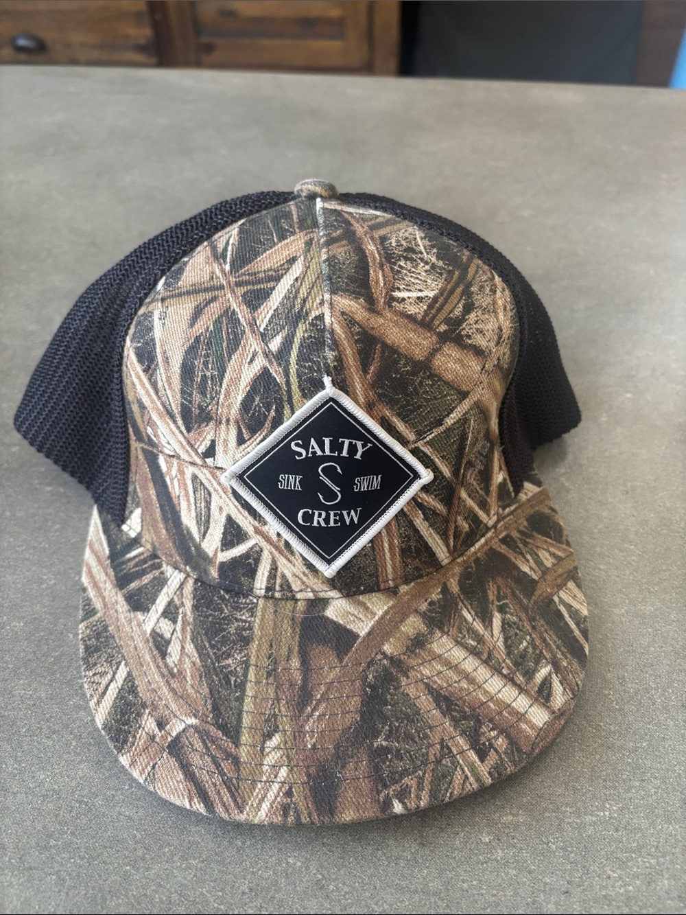 Salty Crew Camouflage Trucker Hat in Brown and Black